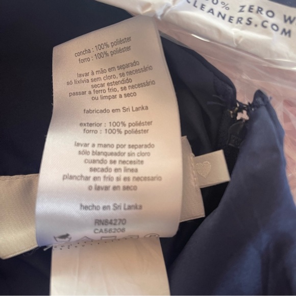 Davids Bridal Chiffon one-shoulder bridesmaid dress with cascade Navy/marine - Picture 11 of 12